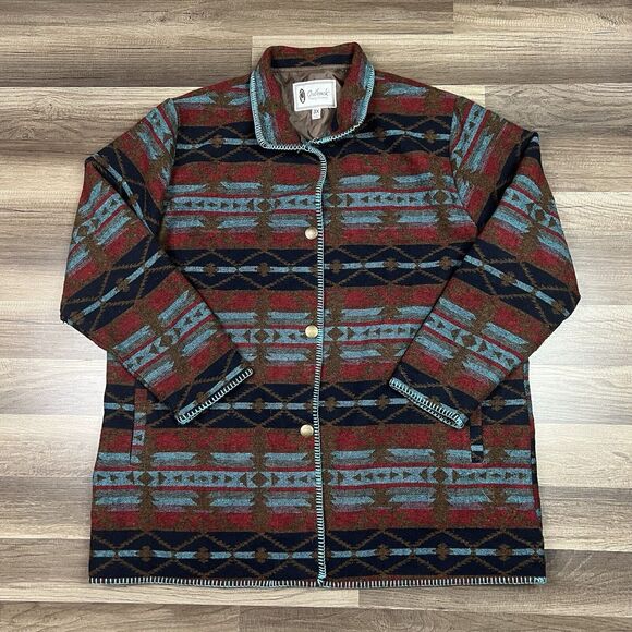 Outback Trading Co Brooklyn Jacket Navy Aztec Western Knee Length Sz 3XL - Picture 1 of 10